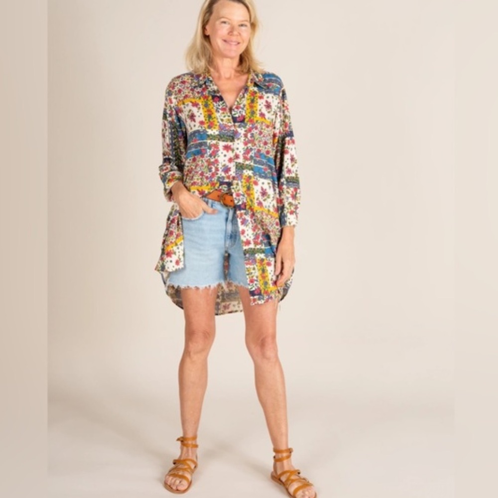 NATURAL LIFE Colorful Floral Long Sleeve Dress